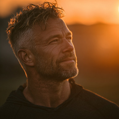 Чоловік середнього віку під час тренування